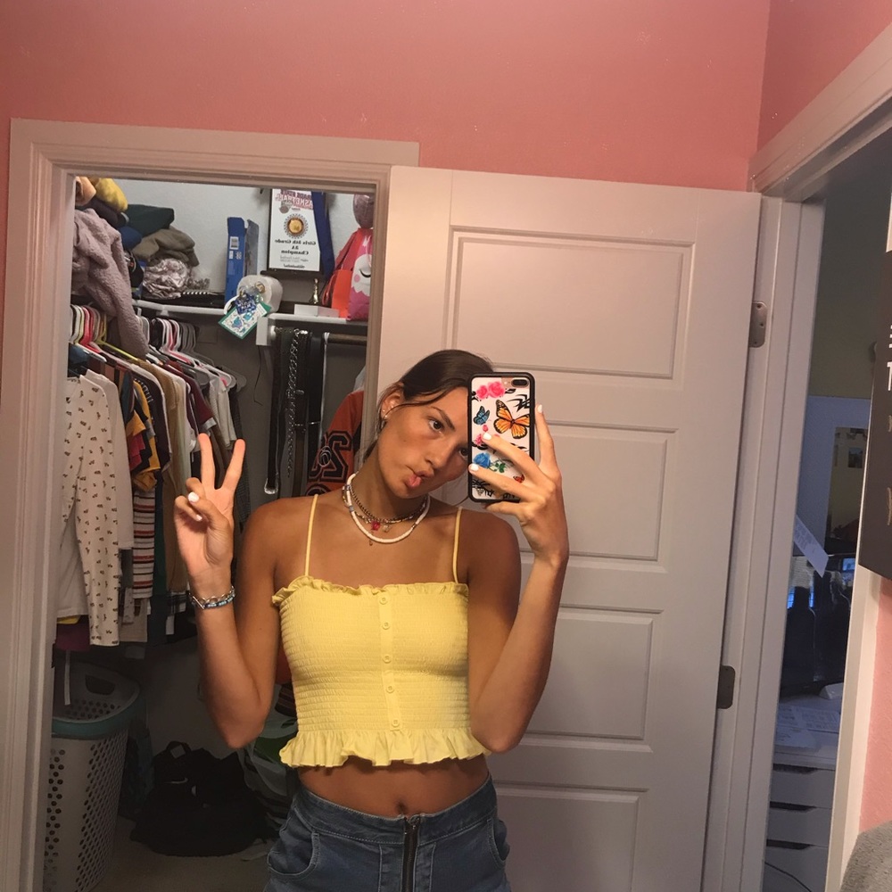 Yellow crop top tank